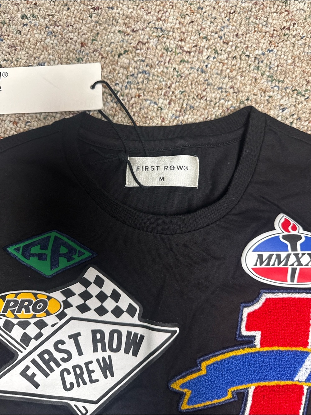 First Row Black Short-Sleeve Racing Patch Graphic Tee - Picture 2 of 4